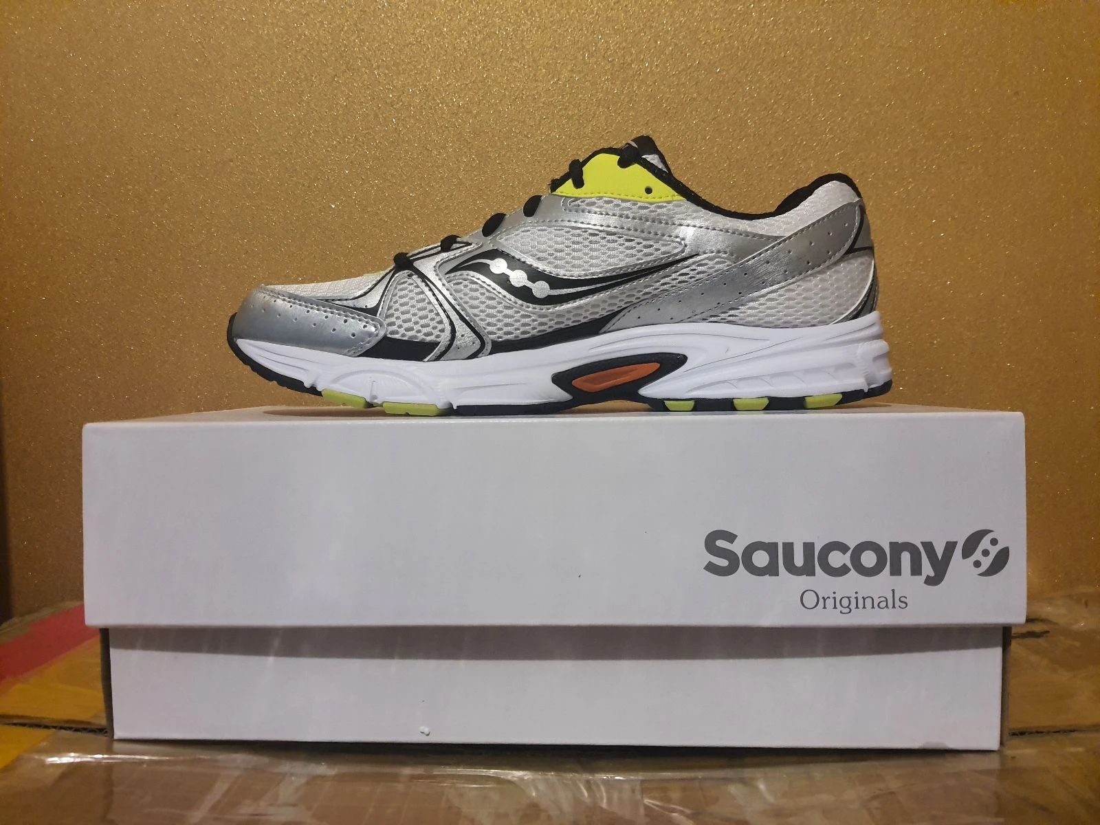 Saucony ride millenium white silver yellow orange - Taille 44 - style vitrage rétro Running Y2K